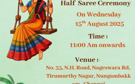 Colorful Half Saree Function Invitation to Print